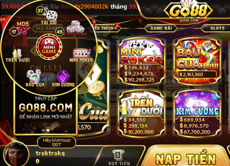 Minigame Go88 Thiên Đường Giải Trí Siêu Tốc Đổi Thưởng Tiền Tỷ Chớp Nhoáng