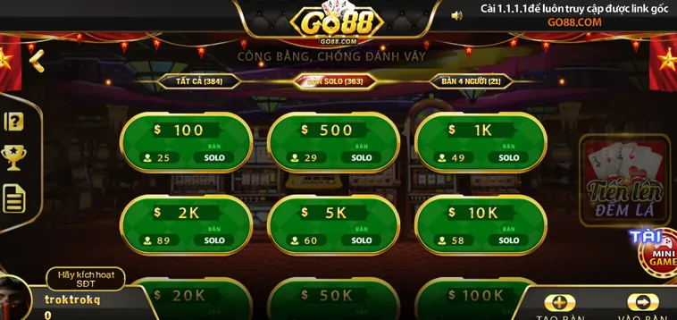 Săn Tiền Thưởng Chớp Nhoáng Cùng Tiến Lên Đếm Lá Tại Go88 Thời Thượng