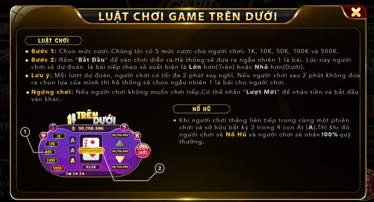 Minigame Trên Dưới Tại Go88 Vòng Quay Siêu Tốc Săn Thưởng Lớn Dễ Dàng